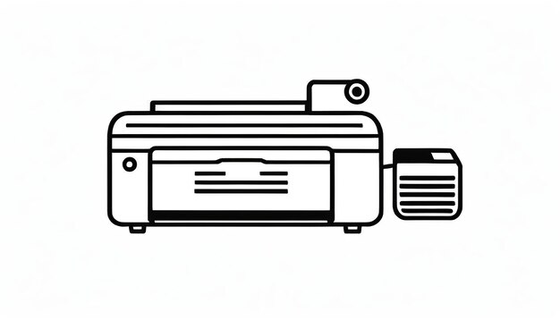 Foto un disegno in bianco e nero di una stampante con una telecamera su di essa