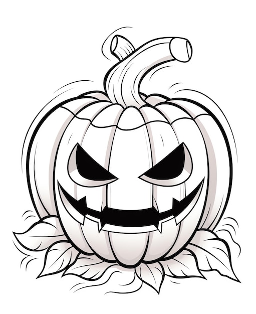 a black and white drawing of a pumpkin