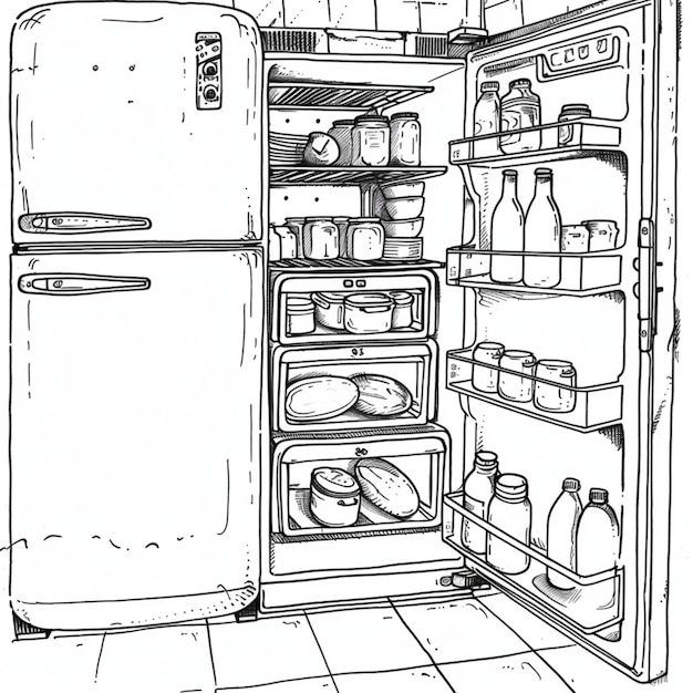 Photo a black and white drawing of a refrigerator with the word  price  on it
