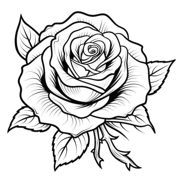 Premium AI Image | a black and white drawing of a rose with a rose in ...