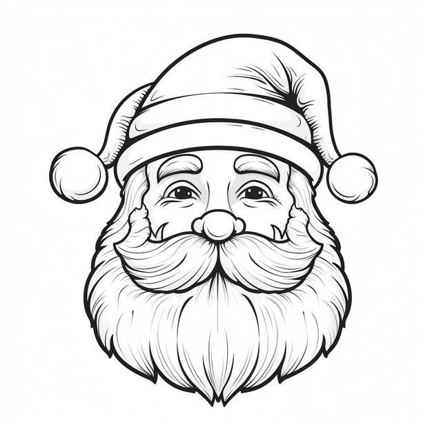 Photo a black and white drawing of a santa claus face generative ai