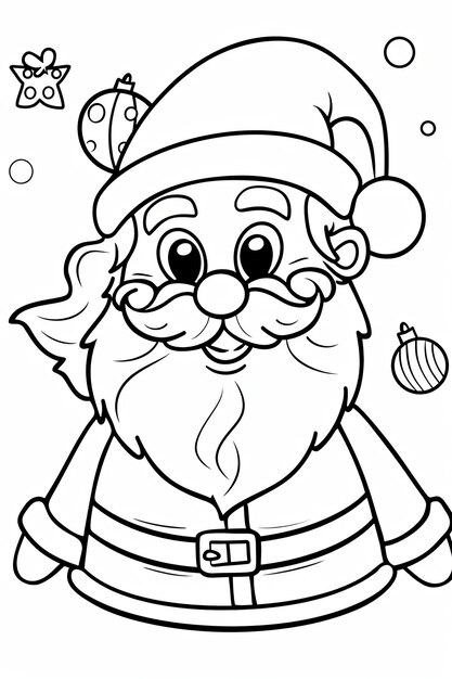 Foto un disegno in bianco e nero di un babbo natale con un cappello da babbo natale