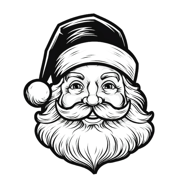 A black and white drawing of a santa hat