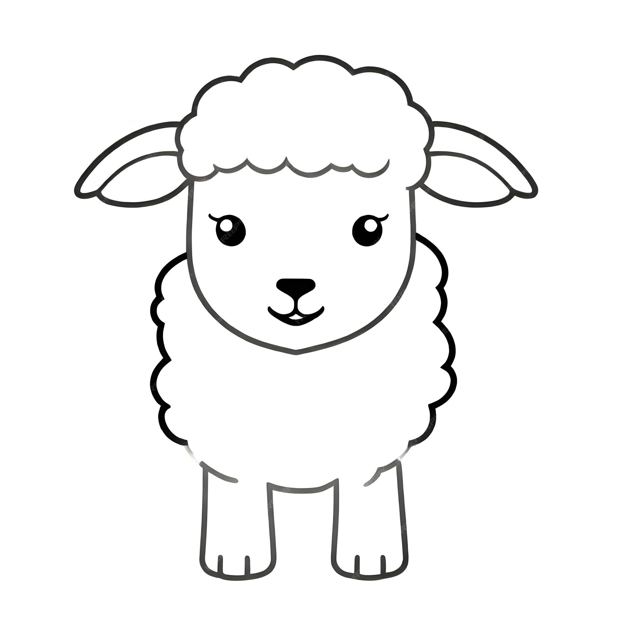 Premium Photo | A black and white drawing of a sheep with a black face