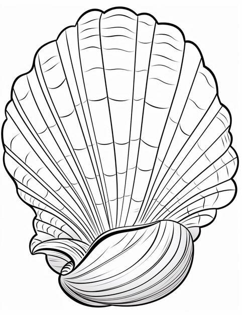 Photo a black and white drawing of a shell with a large open shell generative ai