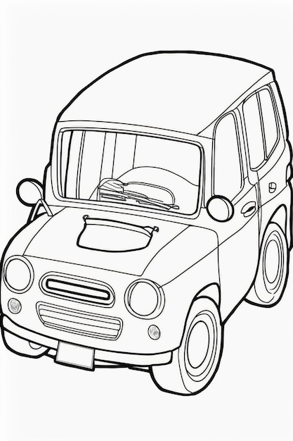 Photo a black and white drawing of a small car generative ai