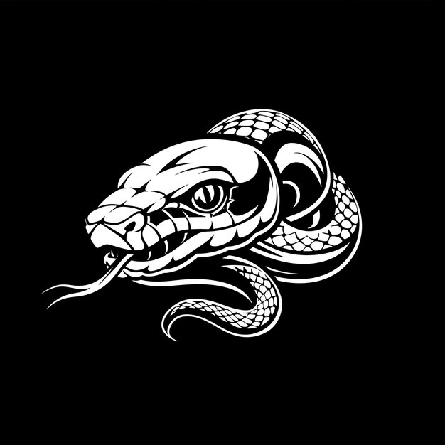 Photo a black and white drawing of a snake with a snake on it