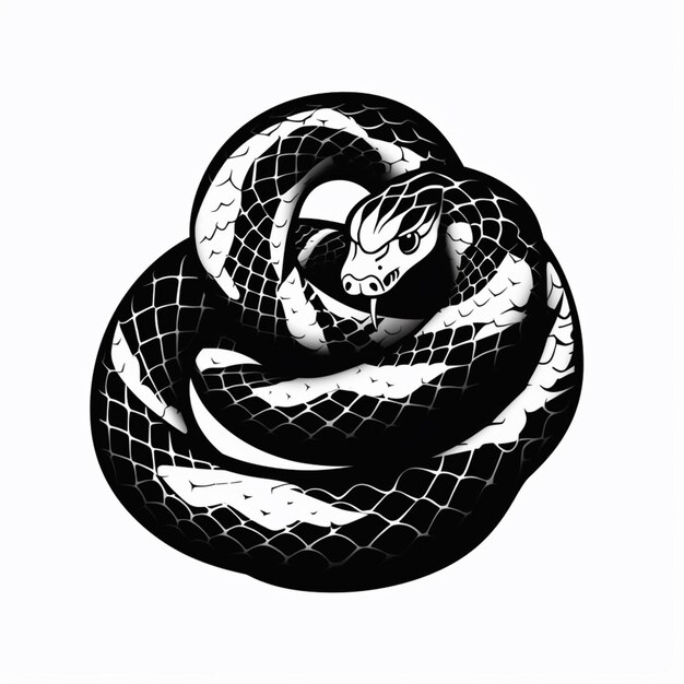 Photo a black and white drawing of a snake wrapped in a net generative ai