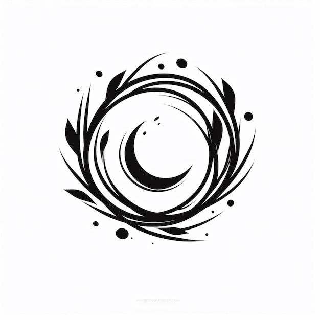 a black and white drawing of a spiral with a black dot generative ai