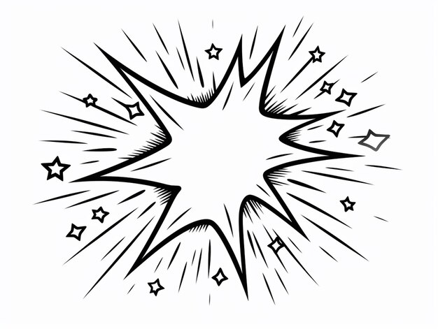 Photo a black and white drawing of a star burst with stars generative ai