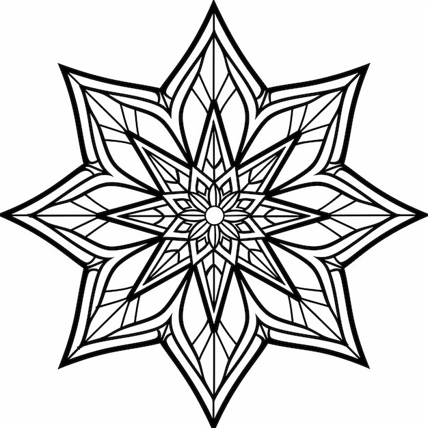 Photo a black and white drawing of a star with a geometric design generative ai