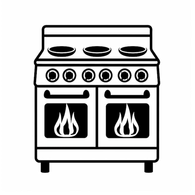 a black and white drawing of a stove with the number 8 on it