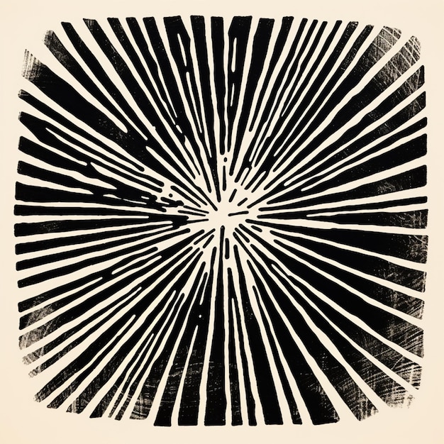 a black and white drawing of a sun burst generative ai