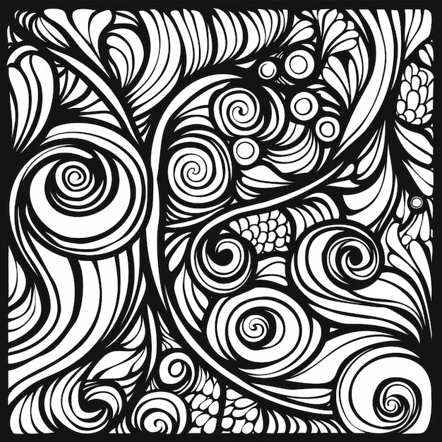 a black and white drawing of a swirly design generative ai