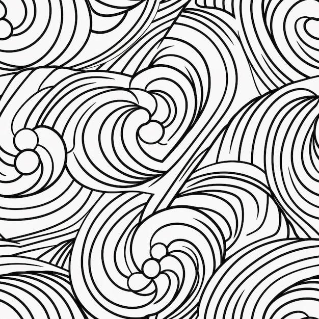 Photo a black and white drawing of a swirly pattern generative ai