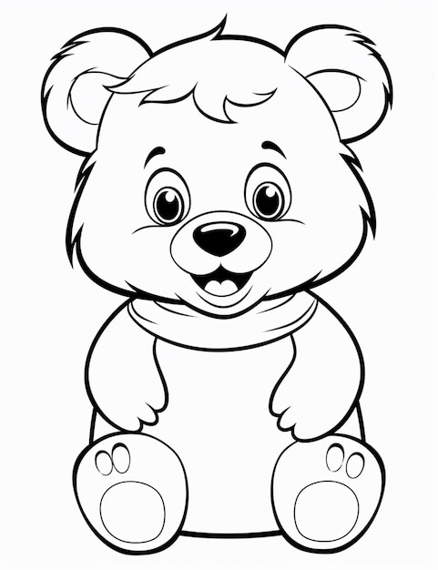 Foto un disegno in bianco e nero di un orsacchiotto seduto ai generativo