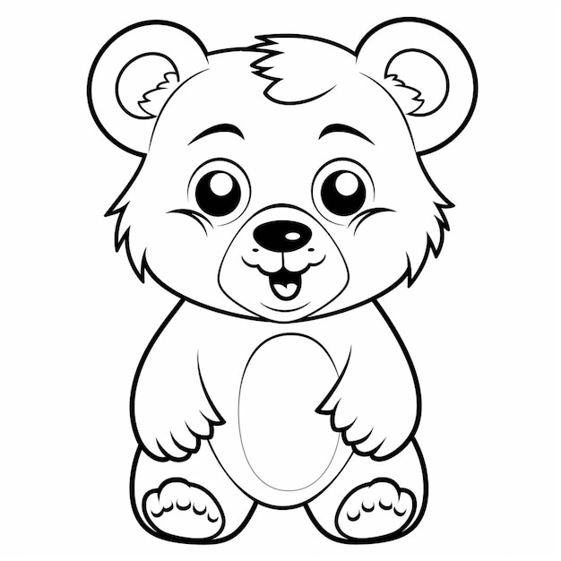 A Black And White Drawing Of A Teddy Bear With A Heart On Its Chest