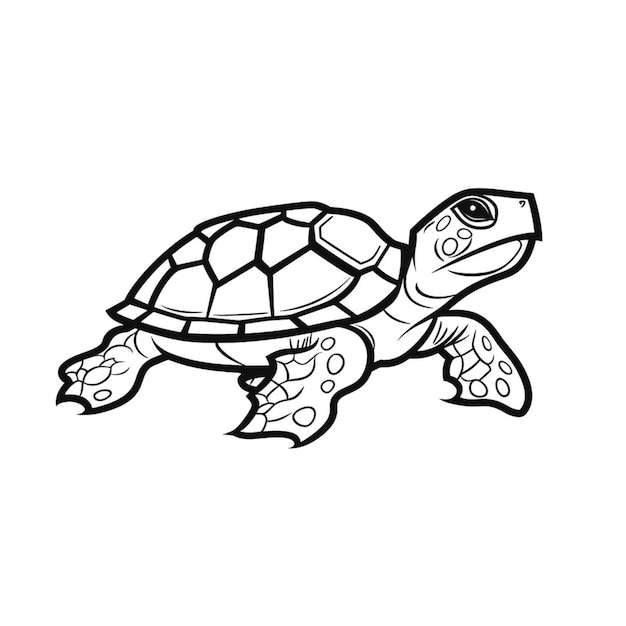 A black and white drawing of a turtle with a shell generative ai