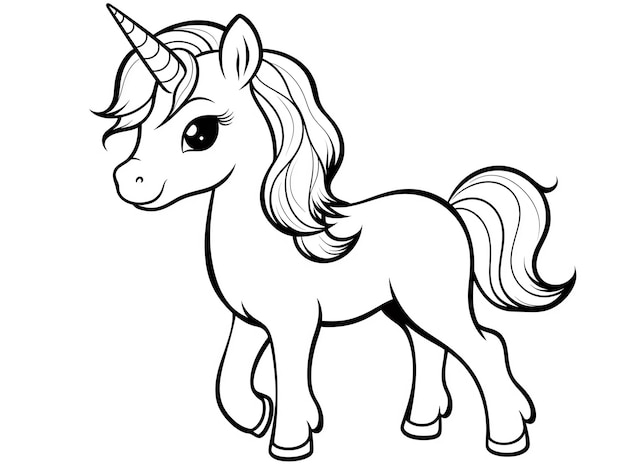 Photo a black and white drawing of a unicorn