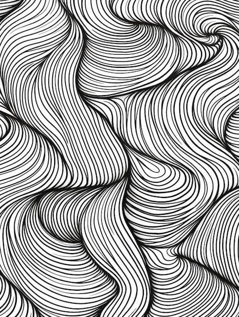 Photo a black and white drawing of wavy lines generative ai