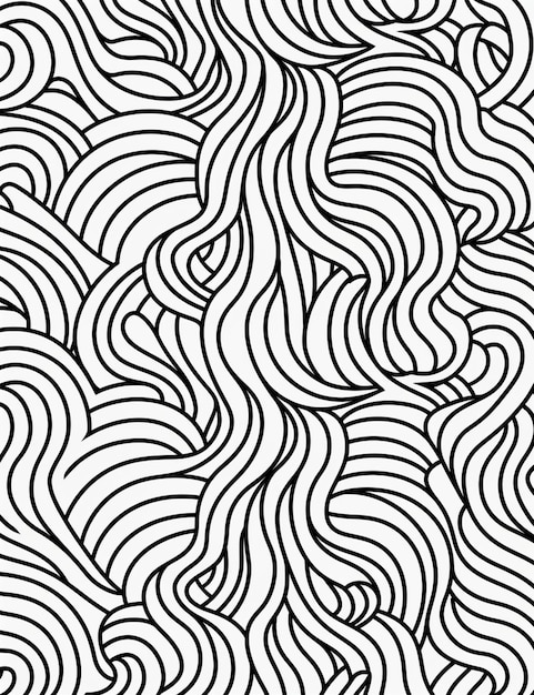 a black and white drawing of a wavy pattern generativ ai