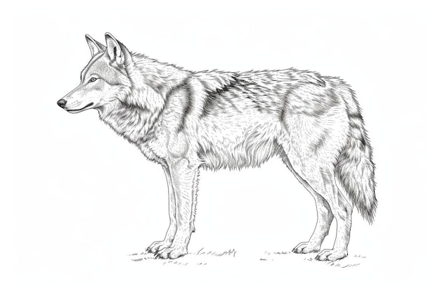 Photo a black and white drawing of a wolf