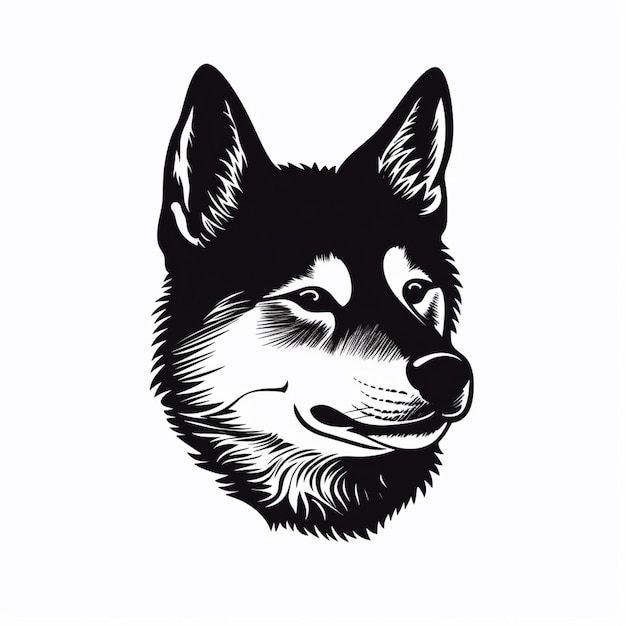 a black and white drawing of a wolfs head generative ai