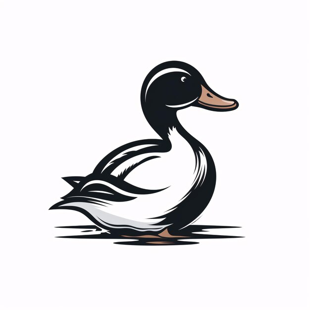 a black and white duck