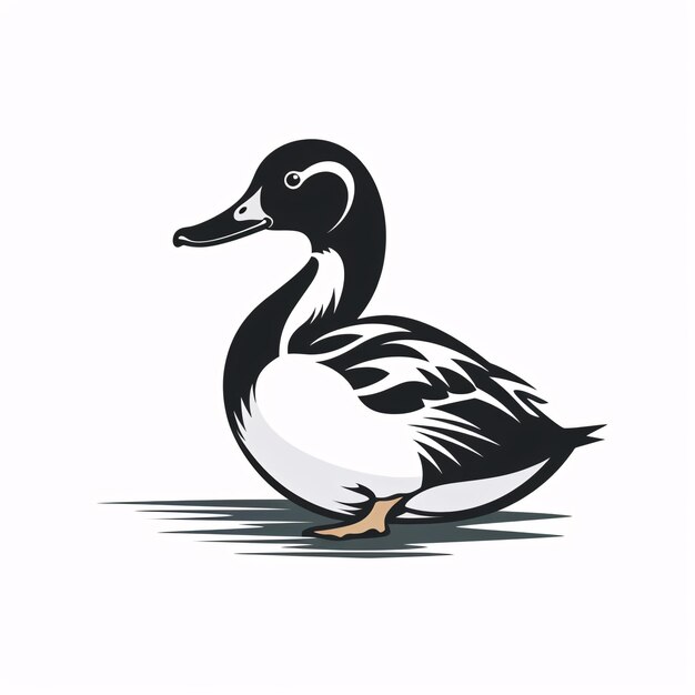 a black and white duck