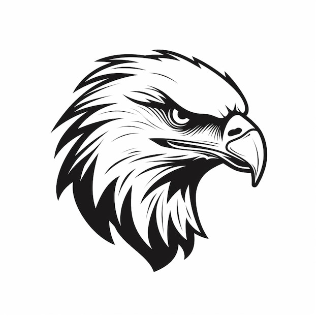 A black and white eagle head with a white background generative ai