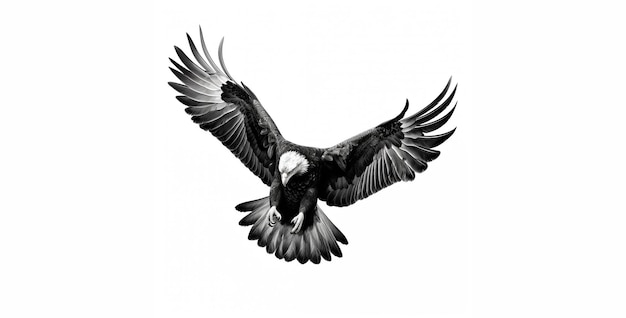 A black and white eagle soaring in the sky wallpaper generative AI