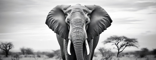 Black and white elephant AI generated image