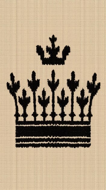 Photo a black and white embroidered crown with a crown