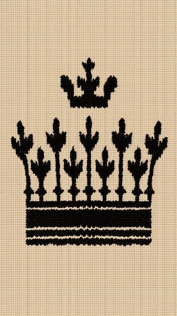 a black and white embroidered crown with a crown