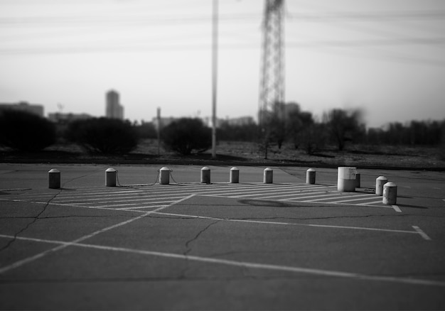 Black and white empty car parking background hd