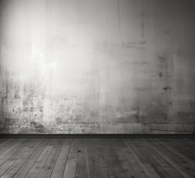 Black and white empty room with wood floor