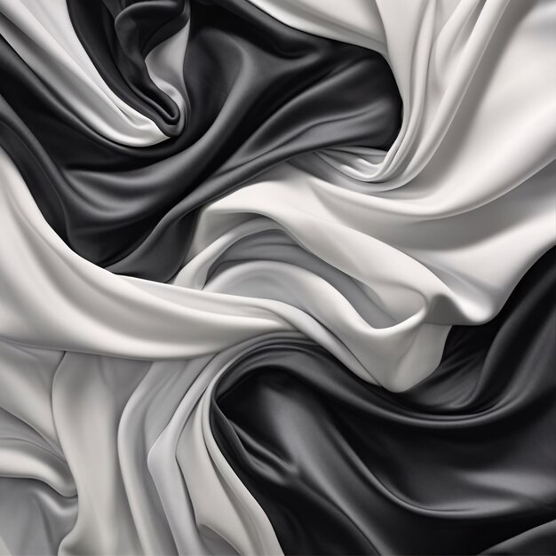 Black and White Fabric Silk Waves