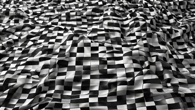 Black and white fabric square pattern abstract illustration 3d render