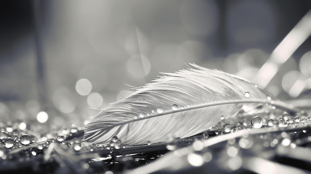 A black and white feather closeup