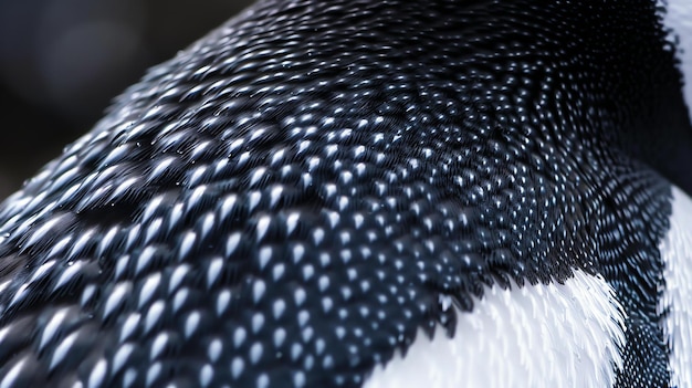Photo black and white feathers of a penguin up close the feathers are arranged in a neat and orderly fashion