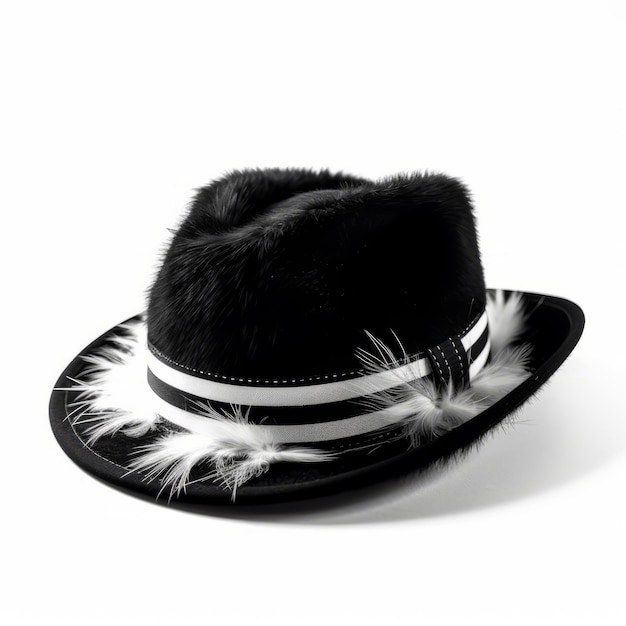 Black white fedora hat isolated on plain background