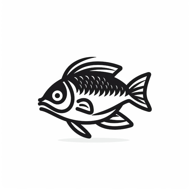 黒と白の魚のアイコン グラフィックデザインに触発されたイラスト