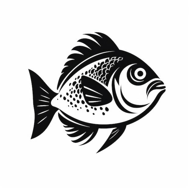 Black And White Fish Icon On White Background