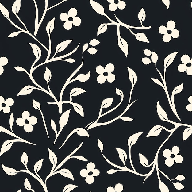 a black and white floral background with white flowers