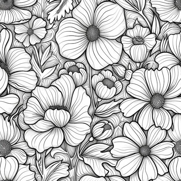 Photo a black and white floral design with daisies