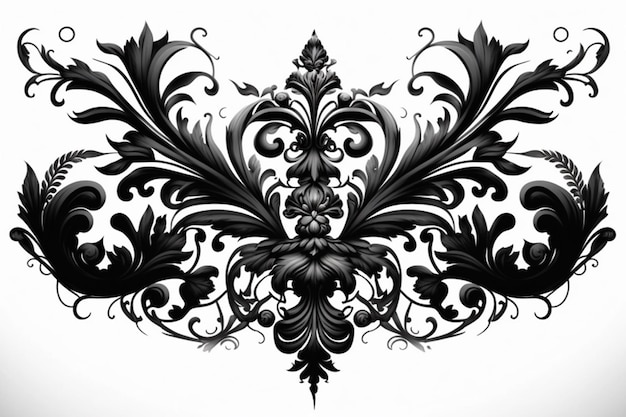 Foto un disegno floreale in bianco e nero con un disegno floreale.