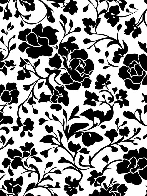 Photo black and white floral pattern background flowers