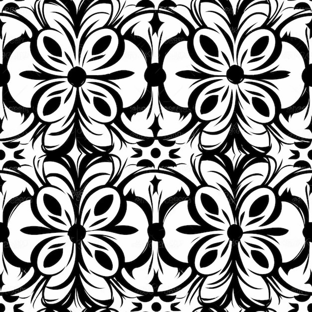 Black and white floral pattern with a flower pattern.