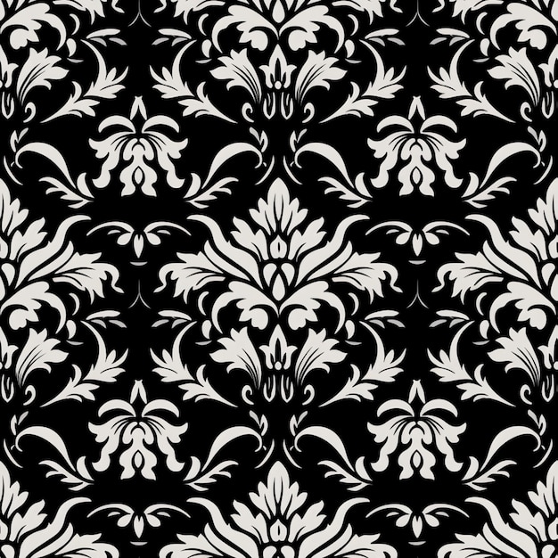 a black and white floral pattern with swirls and leaves generative ai