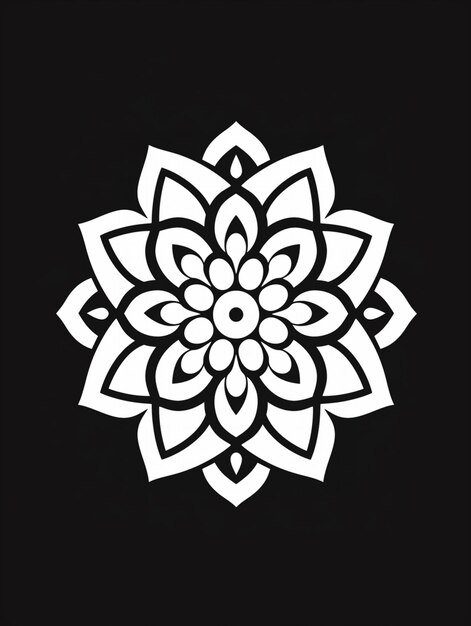 Photo a black and white flower design on a black background generative ai